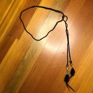 Xhilaration braided headband with beads and feathers OS